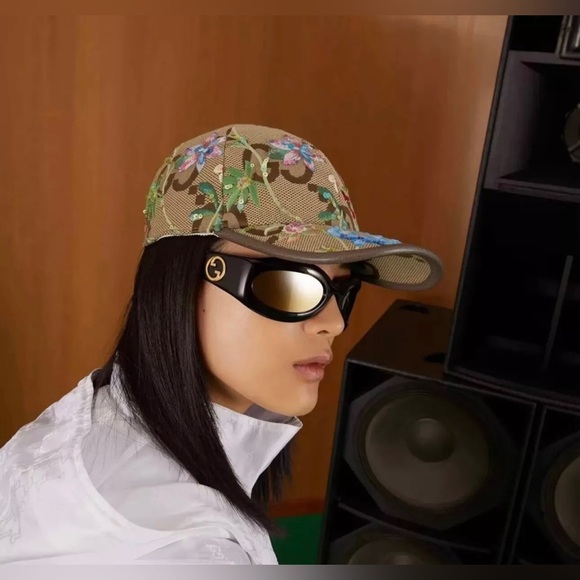 💎 GUCCI HAT JUMBO CANVAS GG BASEBALL WITH FLORAL EMBROIDERY. 7018453HAJM2584 - Picture 4 of 4